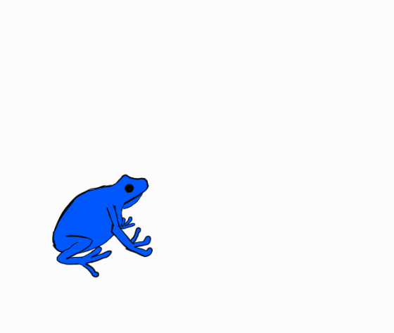 A blue frog jumping in a loop.